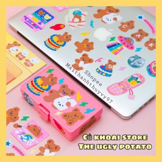 Sticker nhãn dán MILKJOY gấu CAKE BEAR 4 chủ đề