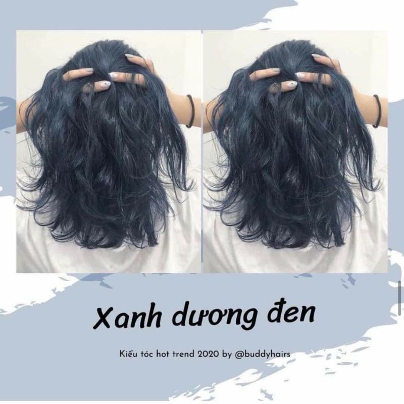 combo nhuộm xanh dương đen khói kèm oxi trợ dưỡng và găng tay