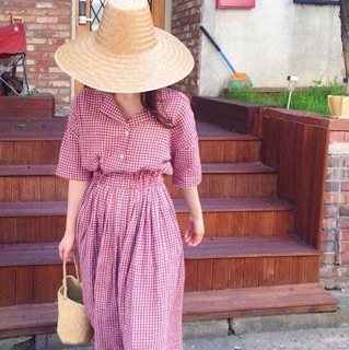 Đầm váy caro đỏ xoè (kèm quà tặng)