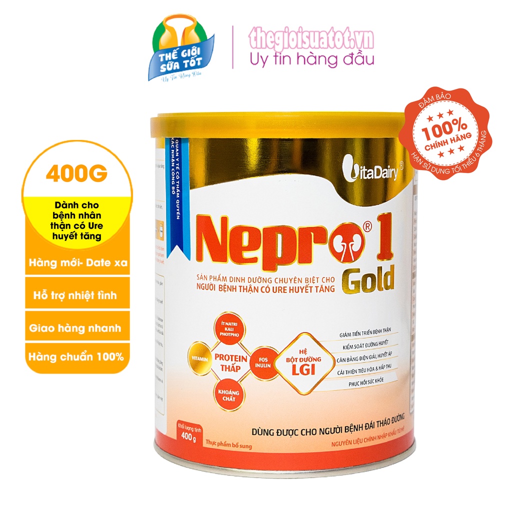 Sữa Nepro 1 Gold Dành cho người bệnh thận có URE huyết tăng - 400g