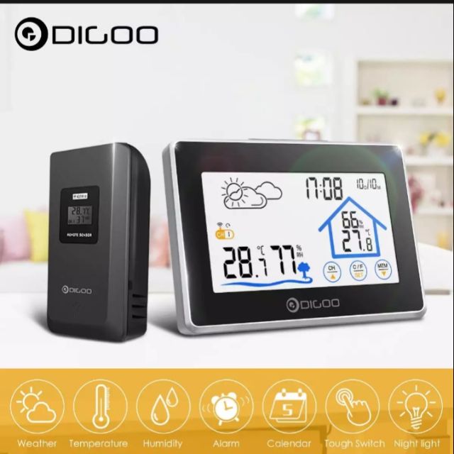 DIGOO 8380 Màn Hình Hiển Thị Cảm Ứng Thời Tiết Và Nhiệt Độ Sang Trọng
