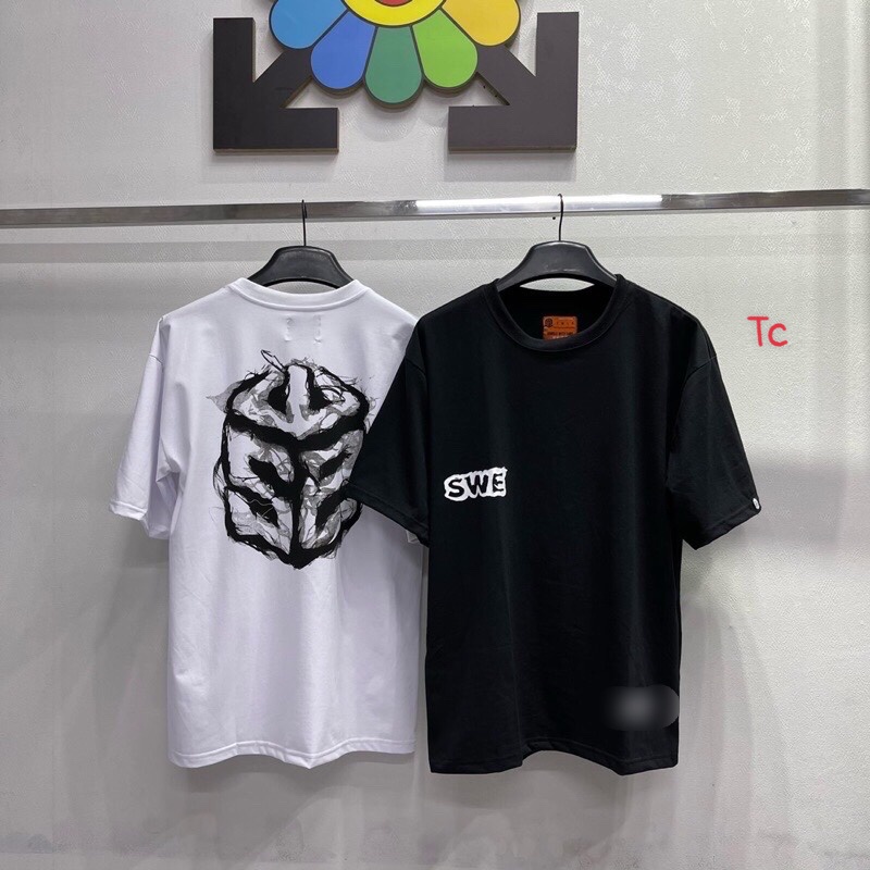 Áo thun tay lỡ form rộng SWE Khói phong cách unisex cho cả nam nữ, vải cotton  co dãn 4 chiều,