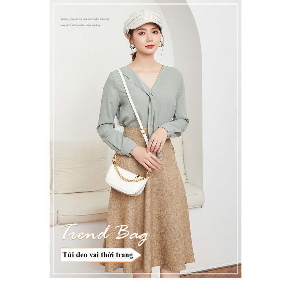 Túi đeo chéo, túi kẹp nách vân cá sấu phối xích vàng thời trang Hàn Quốc KN04 - Túi xách Chip Xinh | BigBuy360 - bigbuy360.vn