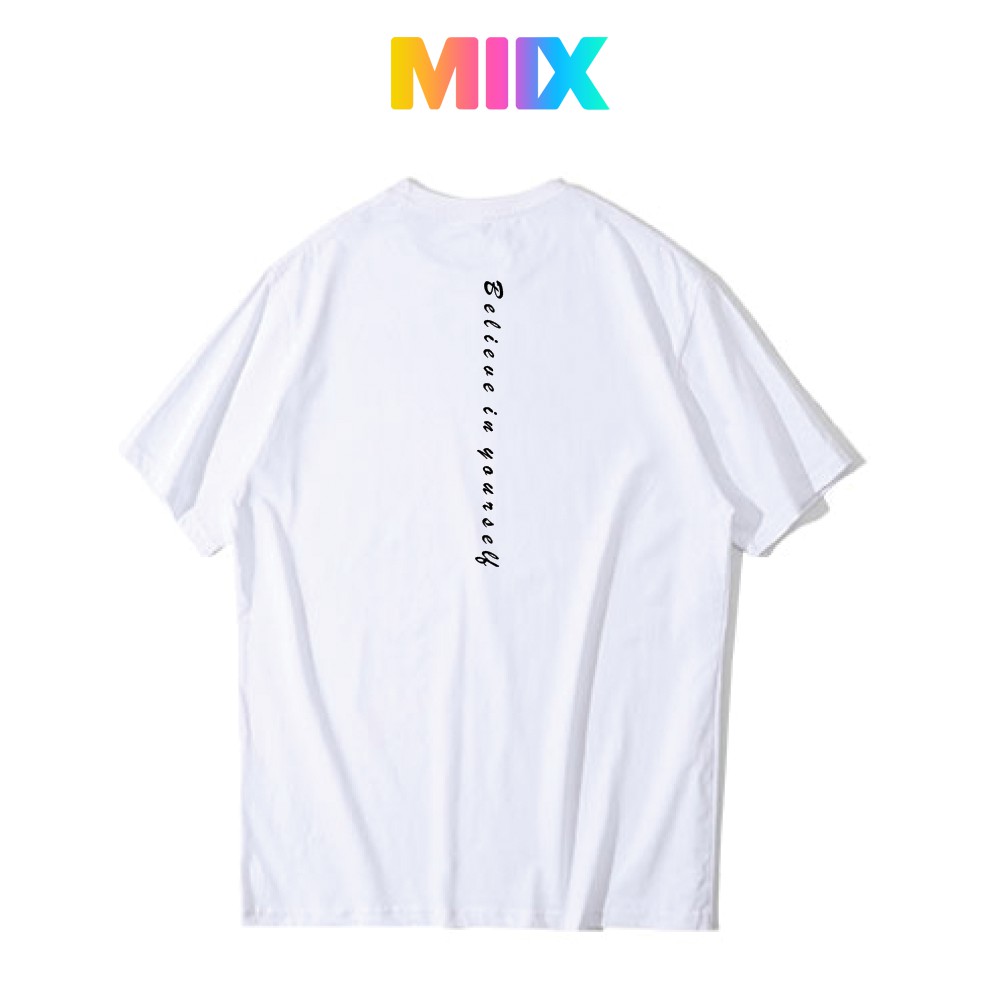 Áo thun nữ tay lỡ form rộng cổ tròn hoạt tiết hình dễ thương unisex Miix basic tee màu vàng MT017