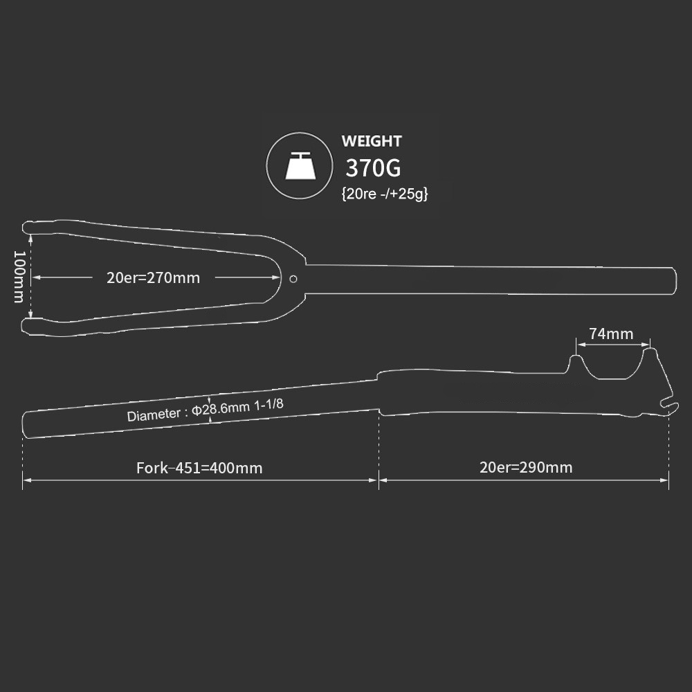 Phuộc Xe Đạp 3k 20 inch Bằng Sợi carbon Cao Cấp c-bra