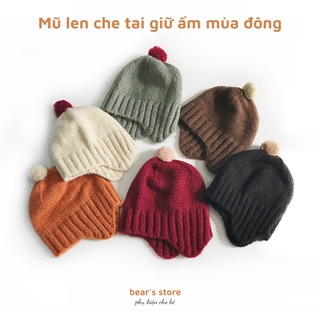 Mũ len che tai giữ ấm mùa đông cho bé trai, bé gái