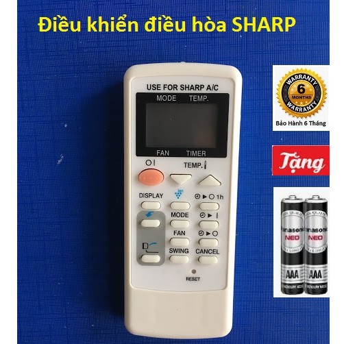 Điều khiển điều hoà Sharp Crmc , Axxx, Jbes, Crmc, Axxx, Jbes .Bảo hành 6 tháng .Tặng kèm pin AA