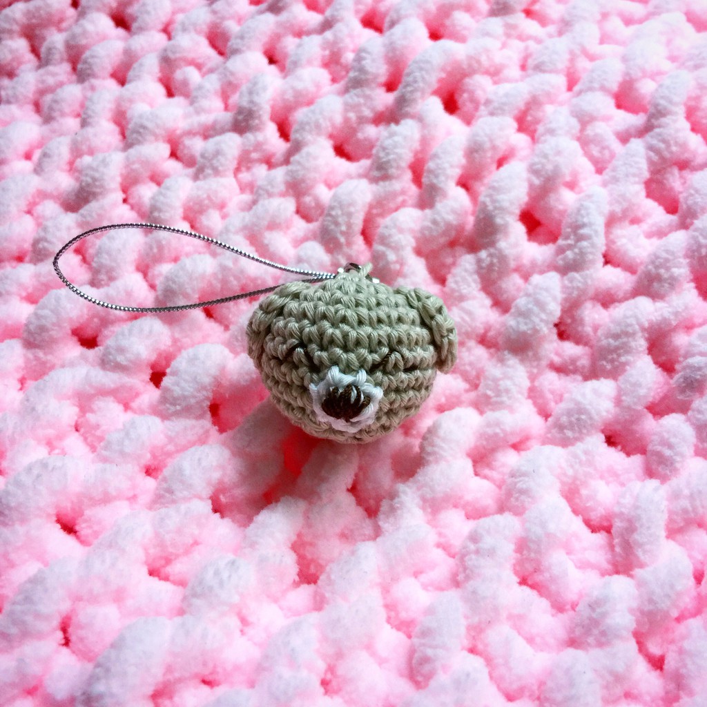 Thú len sợi handmade-Móc khoá gấu mini-@bellascrochet_corner