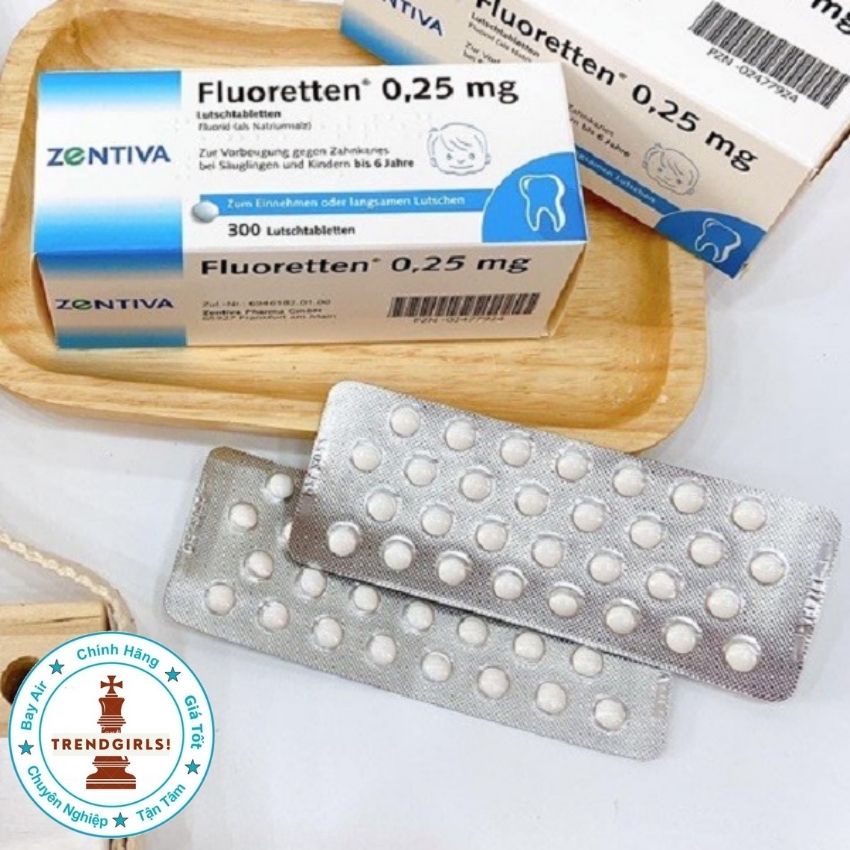 Viên ngậm ngừa sâu răng cho bé Zentiva Fluoretten 0,25mg của Đức hộp 300 viên