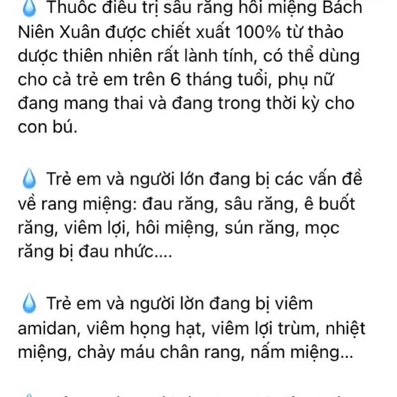 Răng miệng Bách Niên Xuân 10ml Giúp Sạch Miệng, Giảm Hôi Miệng, Sâu Răng