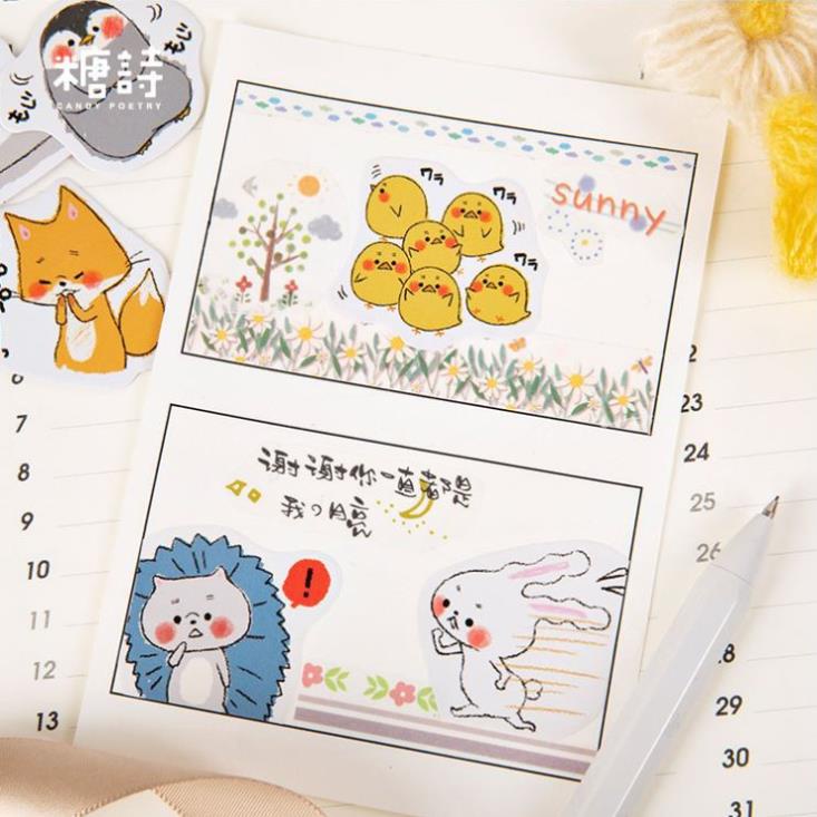 Bộ 46 Sticker Hàn Quốc hình con vật dễ thương dán trang trí E28