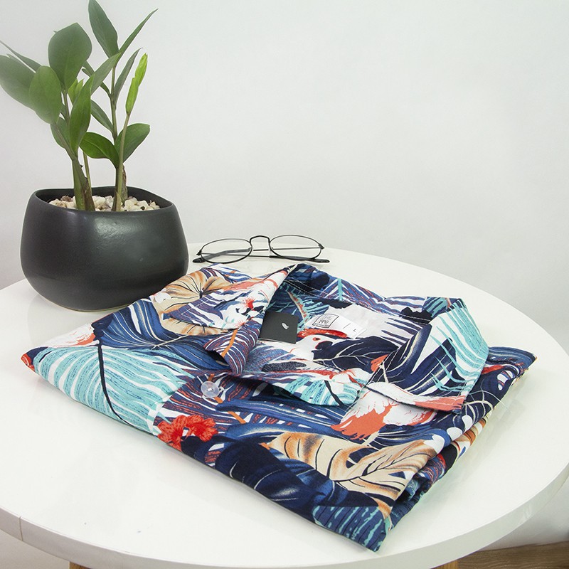 [Mã FAMAYMA2 giảm 10K đơn 50K] Áo Đũi Sơ Mi Lụa SUTOMAN Có Cổ Mềm Mịn Mặc Nhóm Đi Biển LINEN Hoa Lá AD50 | BigBuy360 - bigbuy360.vn