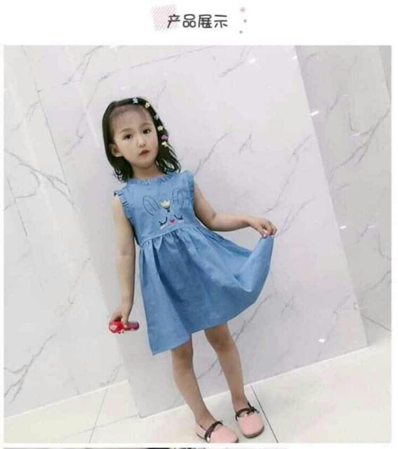 Đầm jean mềm cho bé gái