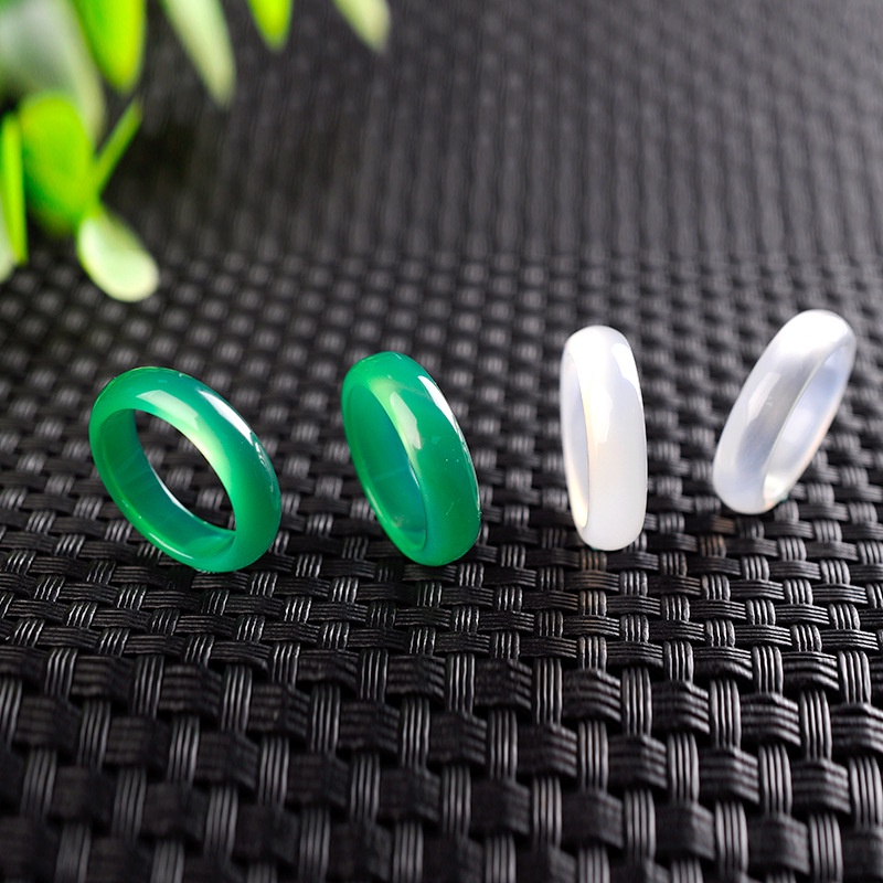 【Murah】Cincin Natural Jade Ring Agate Wanita Lelaki Simple Casual Beautiful Fashion Jewellery Batu Akik Cantik