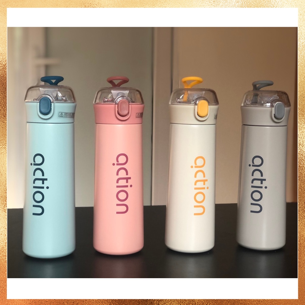 Bình giữ nhiệt inox, bình đựng nước có ống hút, bình giữ nhiệt Action 500ml, bền đẹp, giữ nhiệt tốt, màu sắc cá tính