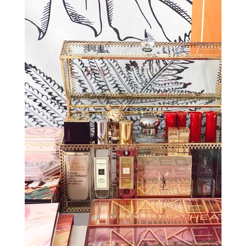 Hộp son 15, 24, 40 ô thủy tinh viền golden sang chảnh