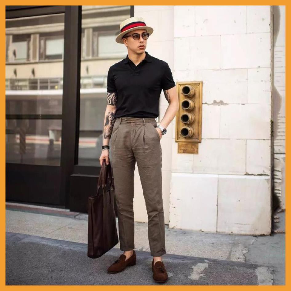 [HÀNG HOT] Áo thun nam, Áo polo nam cổ dệt bo len tay lỡ 12 | BigBuy360 - bigbuy360.vn
