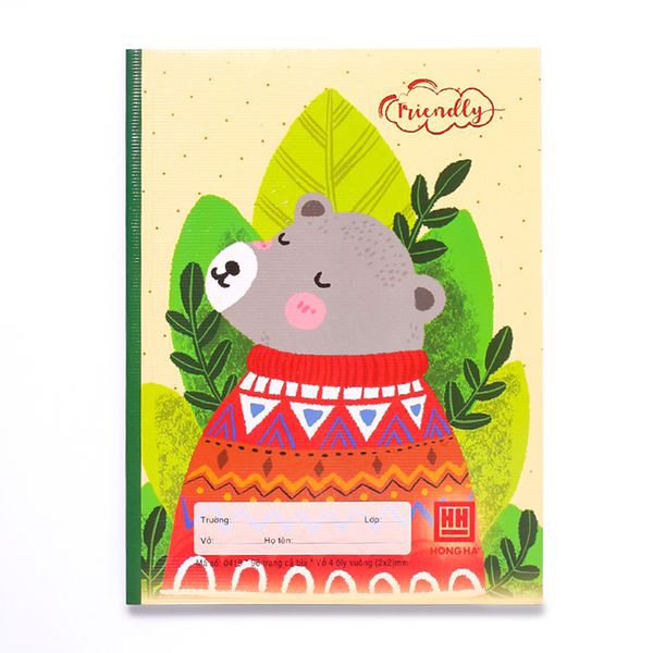 Vở class Friendly Animal 96trang 4 ô ly vuông  100gsm (0419)