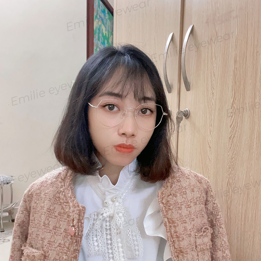 Kính gọng mảnh mắt mèo nữ Emilie eyewear chất liệu kim loại phụ kiện thời trang 2668