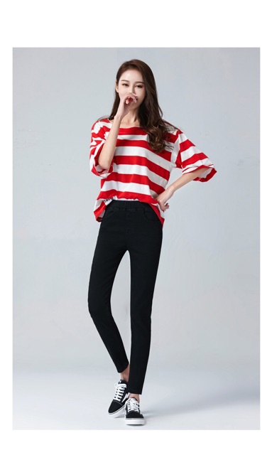 Quần jean thun big size màu đen trơn lưng thun size 65-100kg