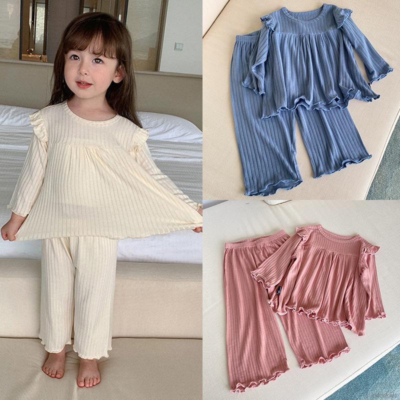 Bộ đồ ngủ dài tay chất mỏng thời trang cho bé gái