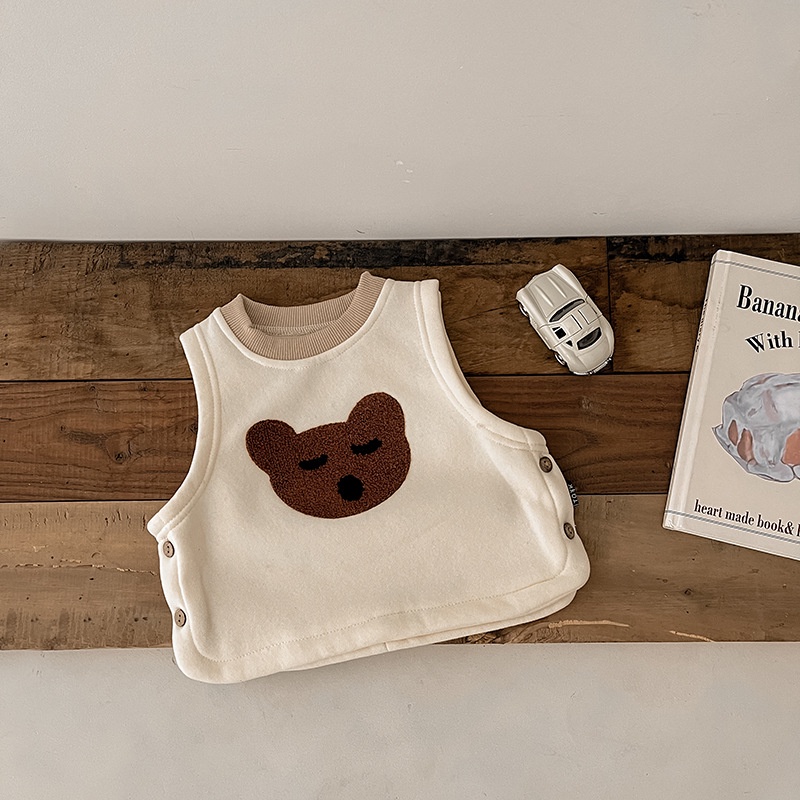 Áo Sát Nách Chất Liệu Cotton In Họa Tiết Hoạt Hình Phong Cách Hàn Quốc Thời Trang Cho Bé
