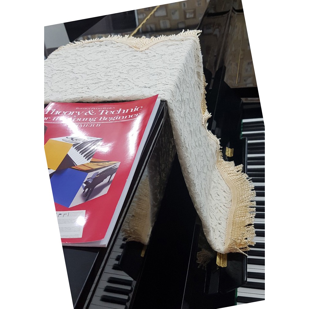 ĐẸP QUÁ !Sản phẩm Khăn phủ đàn Piano chất liệu REN cao cấp, chế tác tinh xảo, màu TRẮNG NGÀ