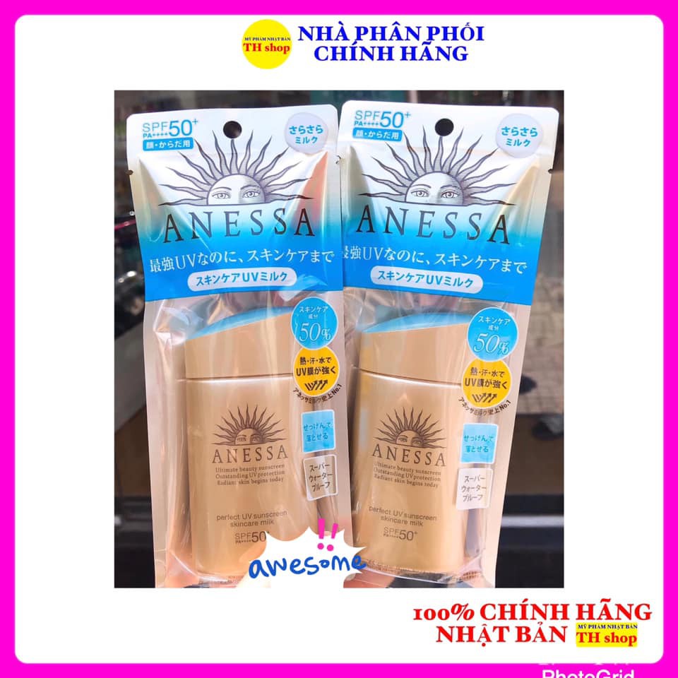 Kem Chống Nắng Anessa SPF50+ Perfect UV Sunscreen Skincare Milk Shiseido Nhật Bản 60ml Bảo Vệ Da Thời Tiết Cực Nón