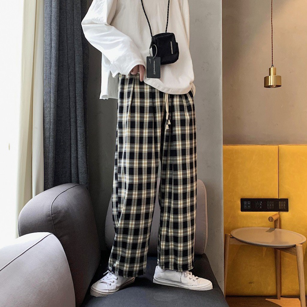 Quần Kẻ Caro Nam Nữ Mặc 2 Kiểu Ống Suông Và Jogger Bo Gấu Thể Thao phong cách Hàn Quốc - QD47