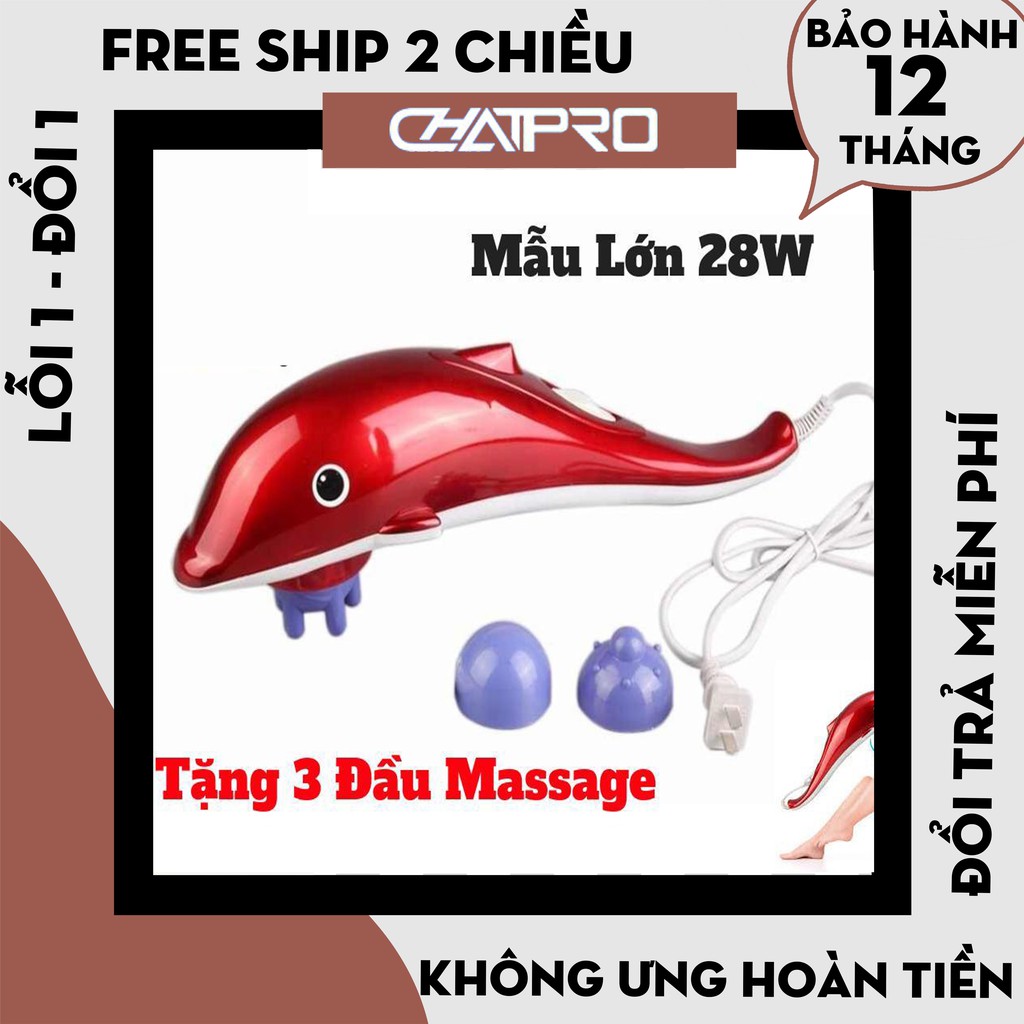 [Hàng Cao Cấp] Máy Massage Cầm Tay Cá Heo Cao Cấp ,Máy Massage Cá Heo 3 Đầu Trị Liệu - Bảo Hành 12 Tháng