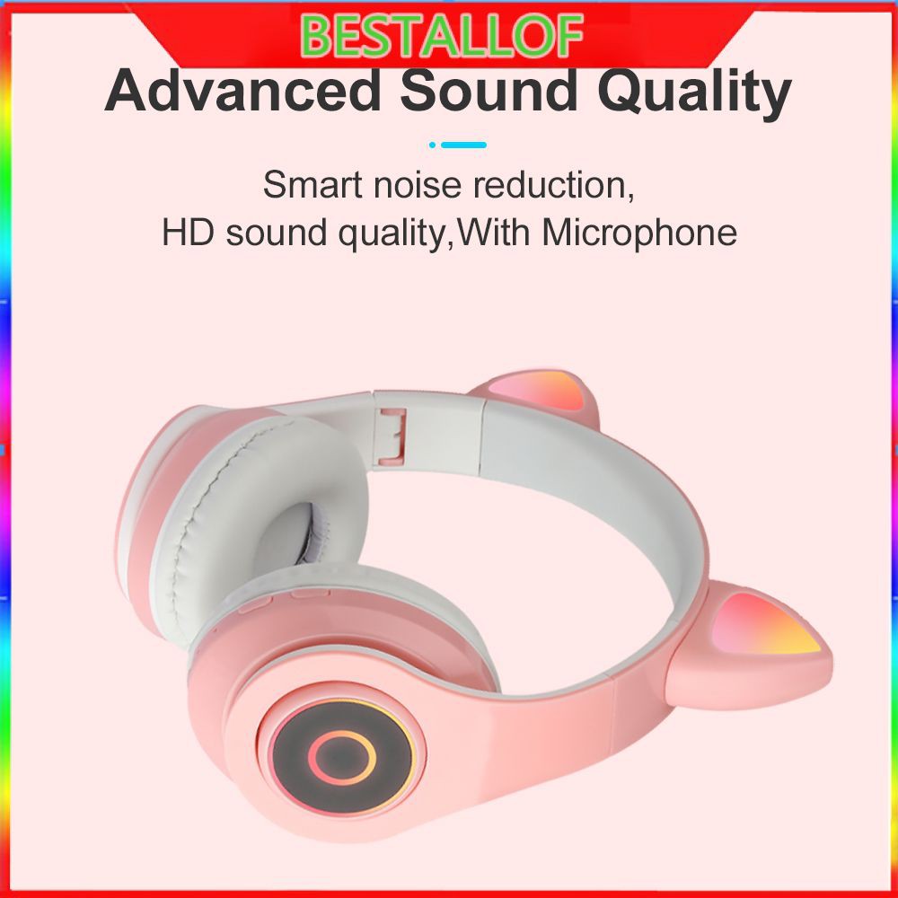 BluTai nghe mèo Bluetooth Siêu dễ thương đủ màu sắc pin khủng Tai Nghe Mèo Bluetooth, Headphone Tai Mèo Dễ Thương BEST