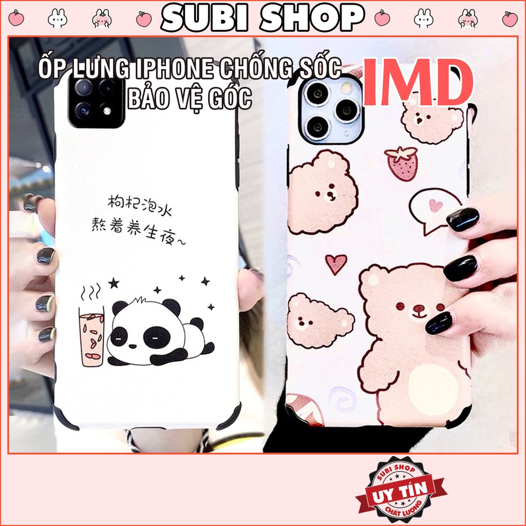 Ốp Lưng Iphone IMD Chống Sốc Bo Góc Panda và Bear 6/6plus/6s/6splus/7/7plus/8/8plus/x/xr/xs/11/12/pro/max/plus/promax
