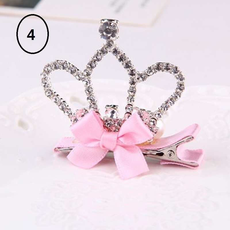 Kẹp Tóc Hình Vương Miện Công Chúa Đính Đá Xinh Xắn Dành Cho Bé Gái