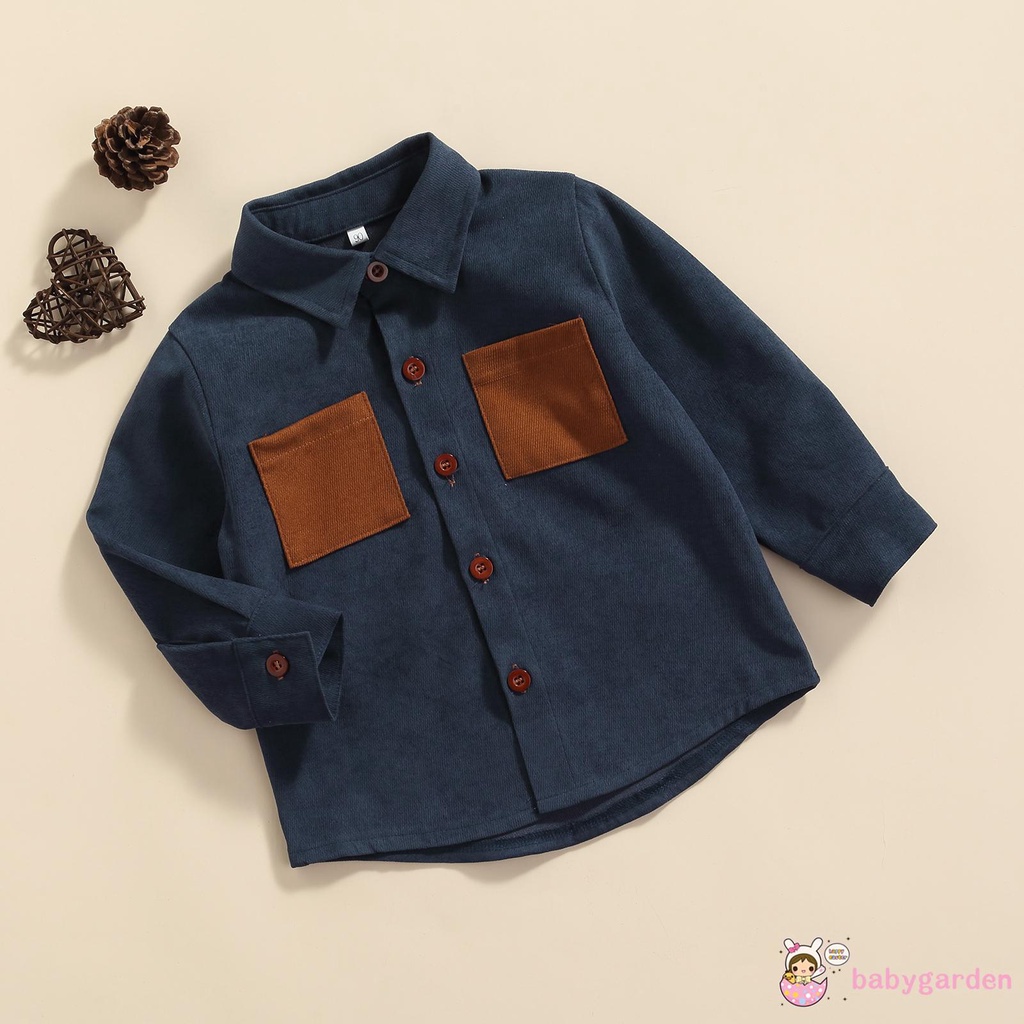 Áo Sơ Mi Tay Dài Phối Túi Thời Trang Xuân Thu Dành Cho Bé Trai 2-7 Tuổi