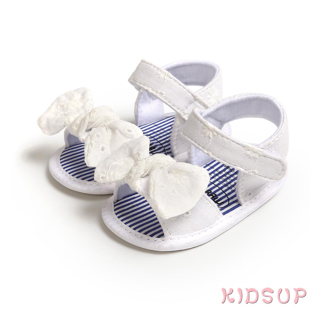 Sandal hở ngón đế mềm chống trượt đính nơ thời trang mùa hè cho bé gái