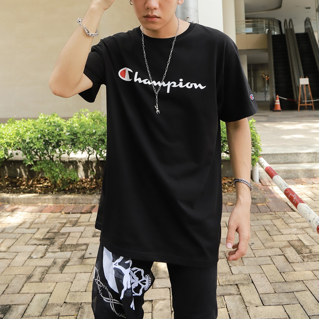 ÁO THUN CHAMPION BIG LOGO CHỮ IN MÀU ĐEN | BigBuy360 - bigbuy360.vn