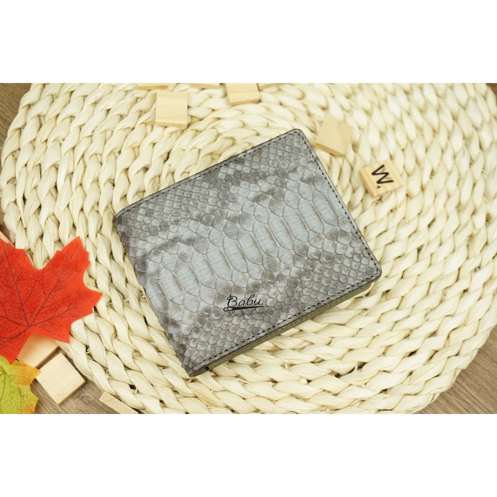 VÍ NAM DA THẬT DÁNG NGANG, VÍ DA NAM, BÓP DA TRĂN NAM Babu Handmade WL156