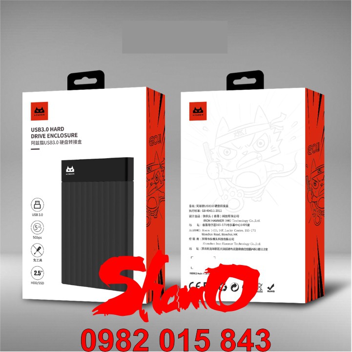 Box ổ cứng 2,5inch AZMEOW Sata3 – USB3.0 – CHÍNH HÃNG – Bảo hành 12 tháng – Box HDD – Box SSD