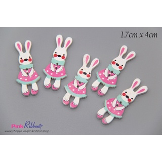 [Set 5c] Thỏ gỗ trắng cỡ 4cm x 1.7cm