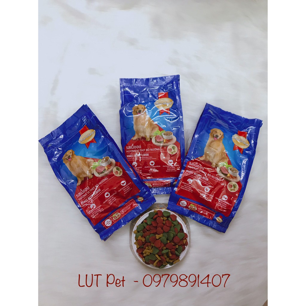 Thức ăn hạt cho chó lớn Smartheart Adult - hạt khô cho cún ( vị thịt Bò nướng 400gr ) - lutpet