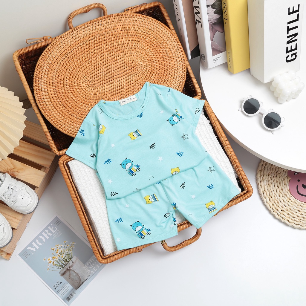 [SALE] Bộ Quần Áo Bé Gái, Bé Trai Minky Mom Vải Thun Lạnh Hoạ Tiết Sư Tử Vàng,  Bộ Cộc Tay Cho Bé Mặc Nhà MKM2205