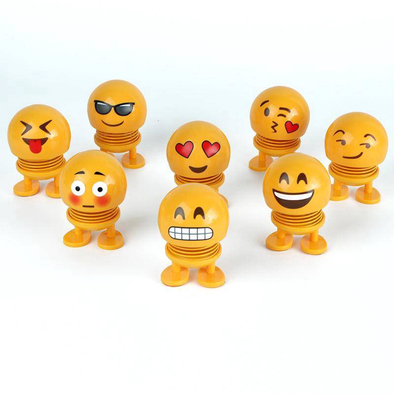 Shaking Dolls Funny Emoji Toys Rotating Head Toys Kids Cute Spring Toys Car Emoji Emoji