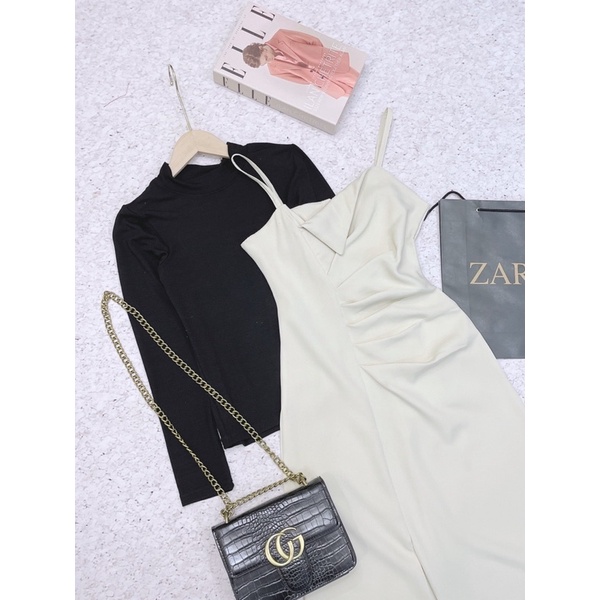 Set thiết kế váy hai dây li sườn mix áo len cổ 3p tiểu thư sang chảnh | BigBuy360 - bigbuy360.vn