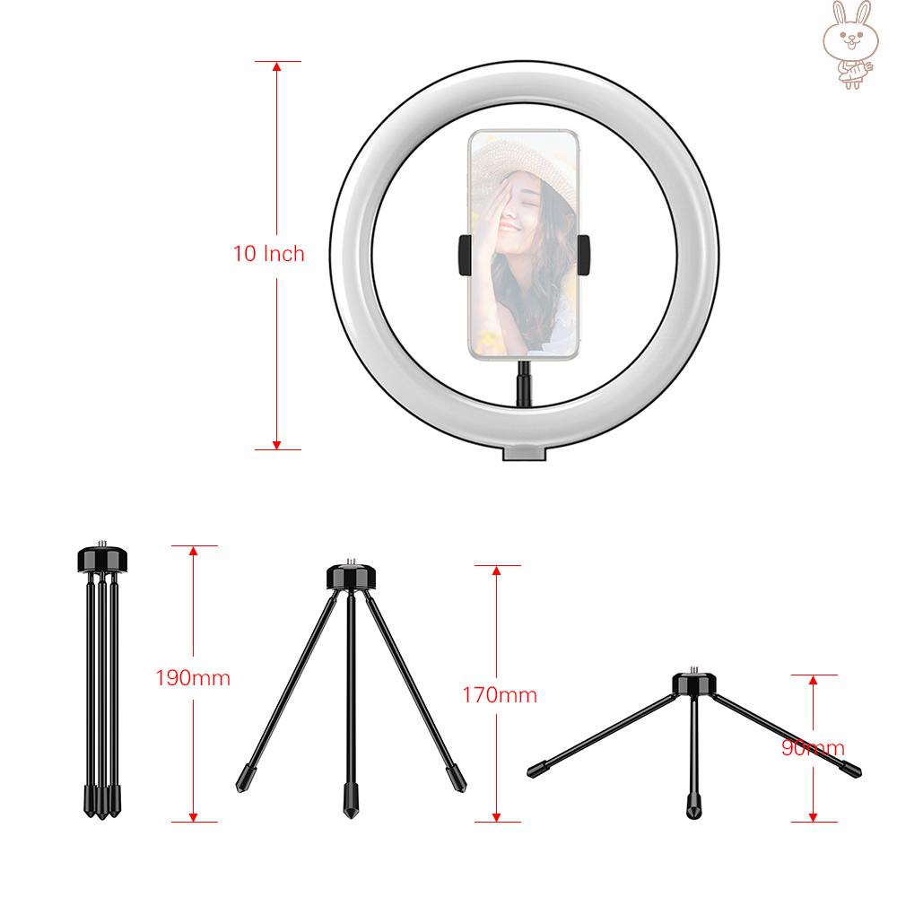 RD Andoer APL-FL10JJ13Y 10 Inch Dimmable LED Selfie Ring Video Light 3000K-6500K LED Circle Light CRI 96 with Tabletop Tripod 3 Light Modes for Vlogging/ Live Streaming