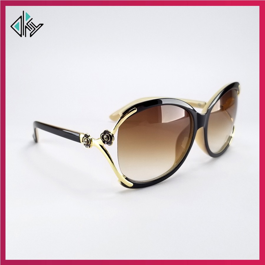 Mắt kính mát nữ Full box hộp hiệu 858 màu khói, nâu. Tròng kính ôm mắt chống bụi, chống nắng, tia UV. | BigBuy360 - bigbuy360.vn