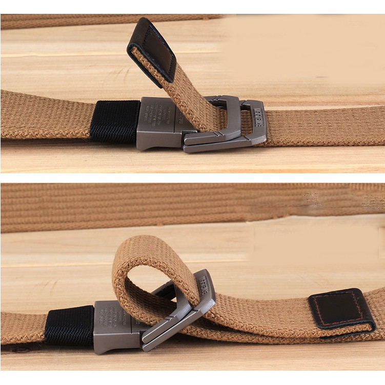 Dây thắt lưng vải bố canvas gài 2 thanh kim loại chữ D vải gân