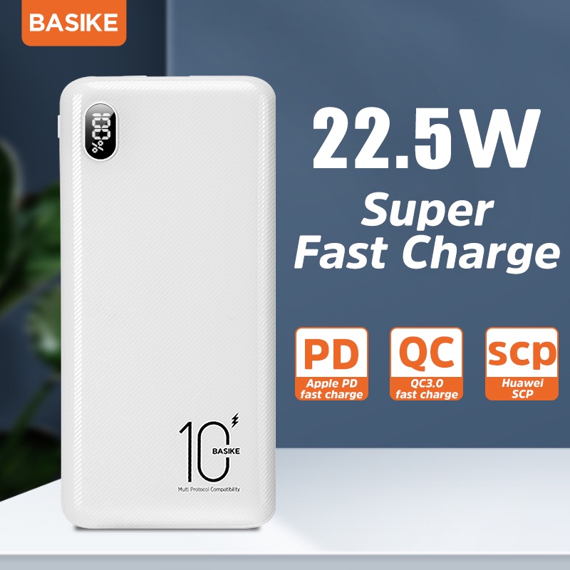 Sạc Dự Phòng BASIKE PT108D 10000mAh PD22.5W 2 Cổng USB Cho iPhone Huawei Samsung Xiaomi Oppo Vivo Realme