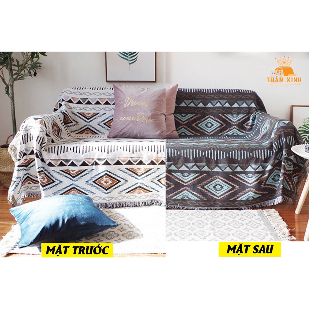 4 Mẫu Thảm Sofa Họa Tiết Thổ Cẩm, Thảm Phủ Sofa Họa Tiết Vintage Cao Cấp