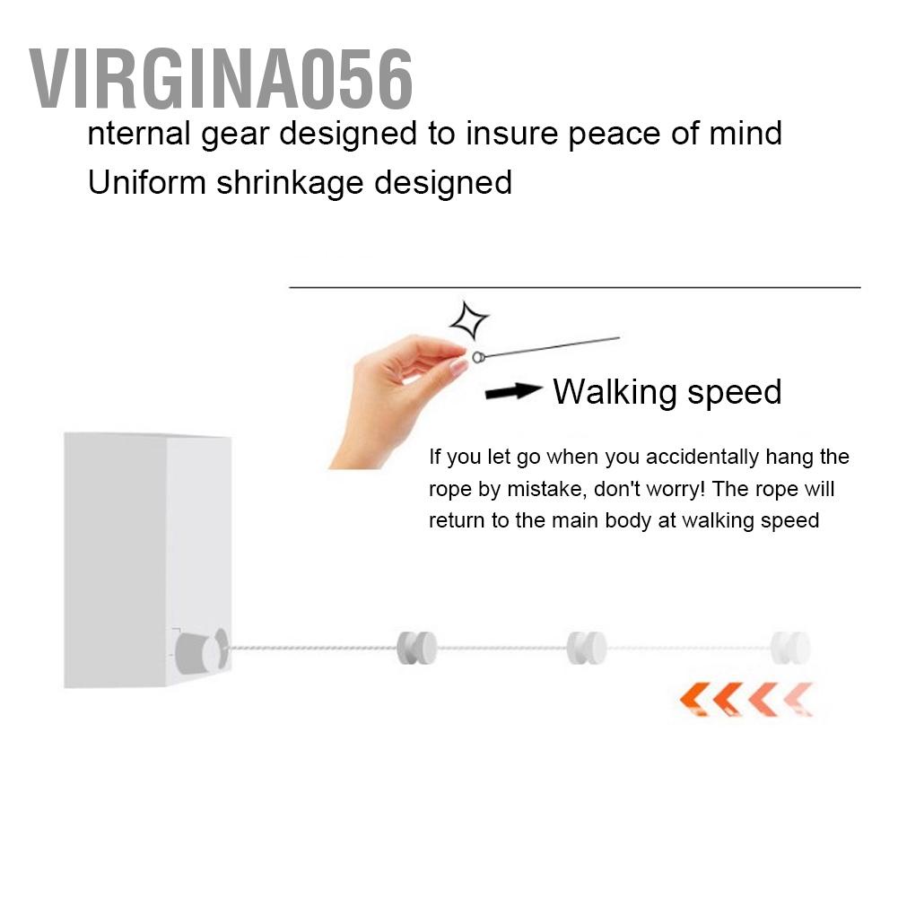 Virgina056 Kính thiên văn có thể điều chỉnh dây phơi quần áo treo tường Dây bằng thép không gỉ cho đồ giặt trong phòng tắm