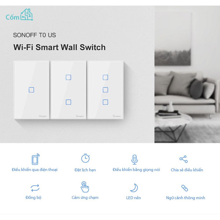 [Bản mới] Công tắc wifi Sonoff TX - chuẩn Mỹ âm tường(1 nút, 2 nút, 3 nút)